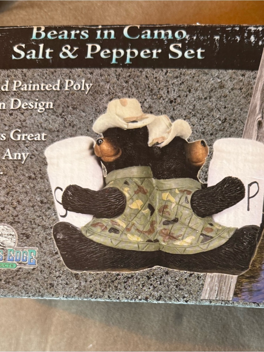 Bears in Camo Salt & Pepper Set - Rustic Bear Salt and Pepper Shakers
